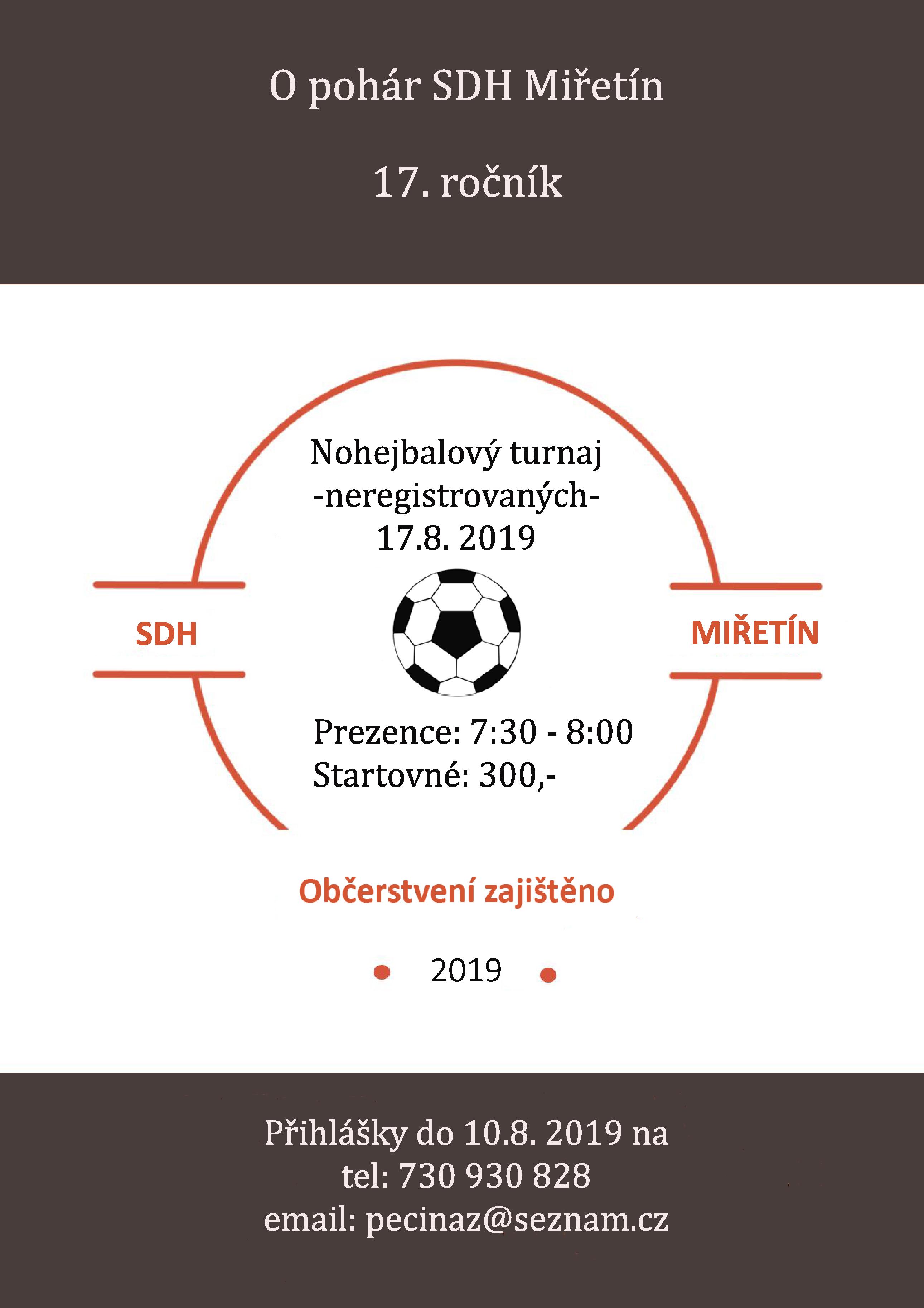 Nohejbalový turnaj "O pohár SDH Miřetín"