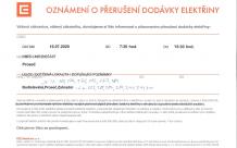 Oznámení o přerušení dodávky elektřiny 16. 7. 2020 - Proseč - Budislavská, Zahradní